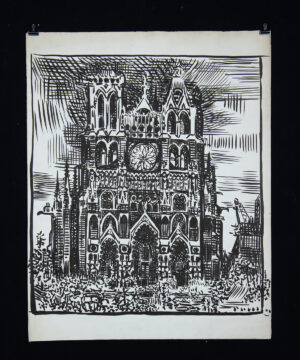 Lot 260, Auction 4/20/2026: Edith Kramer Ink Drawing - Amiens (1948)