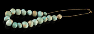 Lot 84a, Auction 4/12/2026: Ancient Cypriot Faience Bead Necklace on 17K Gold Chain