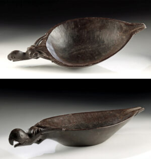 Lot 116b, Auction 4/12/2026: Dayak Ironwood Bowl w/ Hornbill Shaped Handle