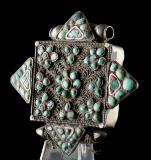Lot 170b, Auction 4/20/2026: Tibetan Brass & Turquoise Gau Prayer Box Pendant