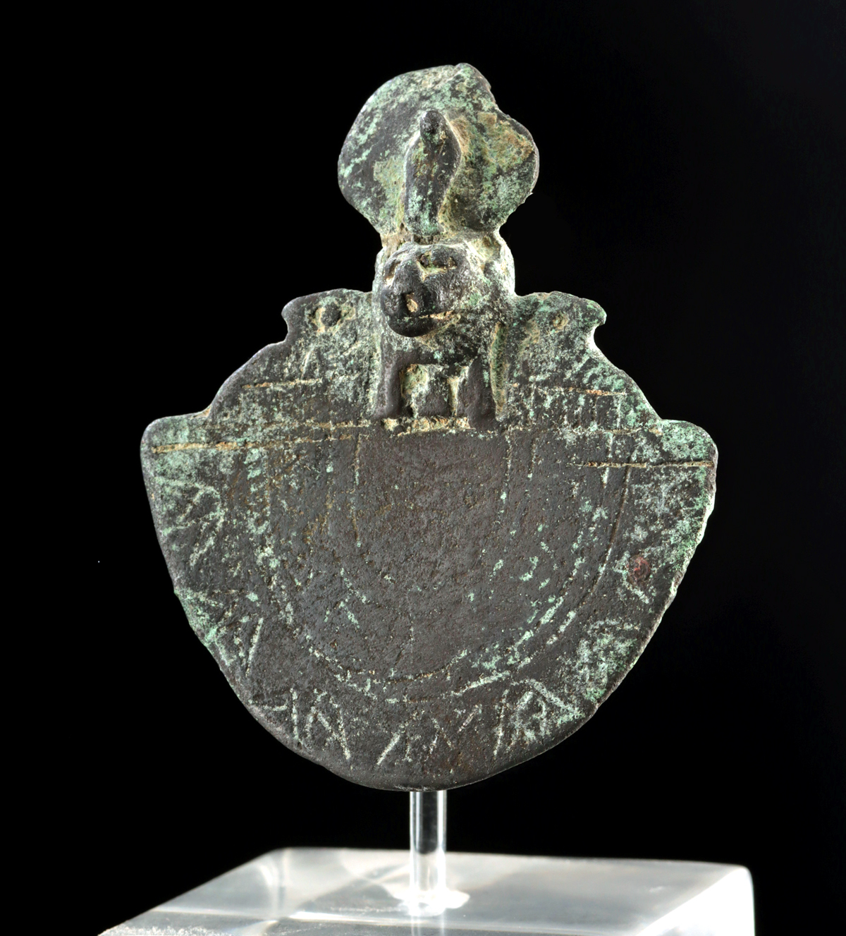 Lot 127a, Auction 4/3/2026: Egyptian Late Dynastic Bronze Aegis Amulet of Bastet
