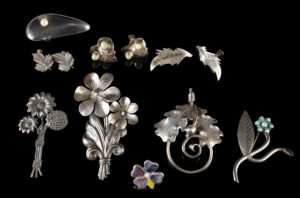 Lot 135a, Auction 4/12/2026: Sterling Silver Floral Jewelry, Brooches & Earrings