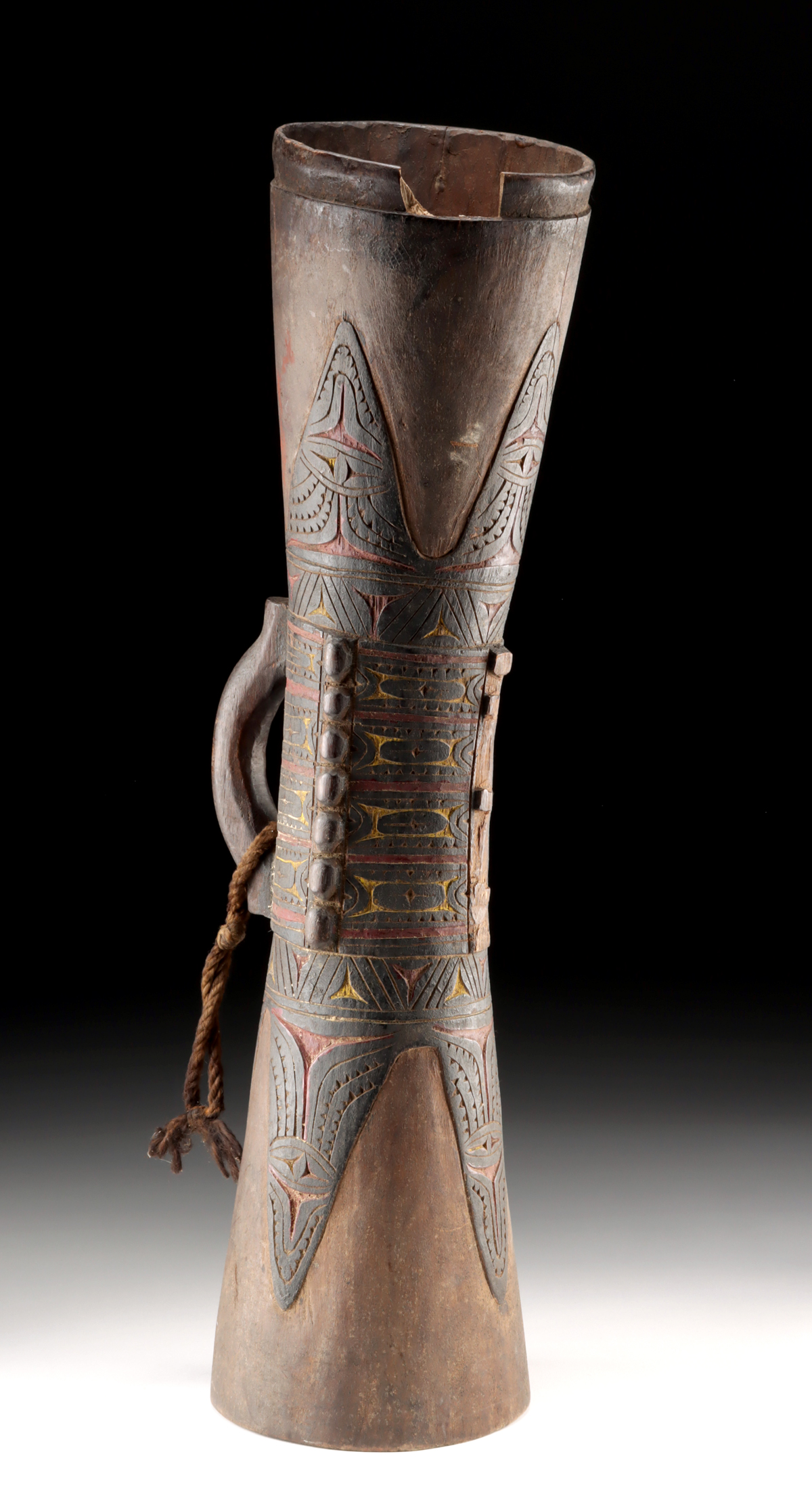 Lot 115c, Auction 4/12/2026: Papua Wood Kundu Drum Polychrome Geometric Decoration - Image 3