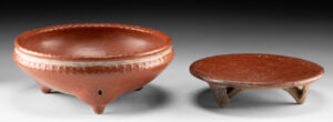 Lot 52, Auction 4/20/2026: Two Chupicuaro Pottery Tripod Dishes - Bowl & Plate