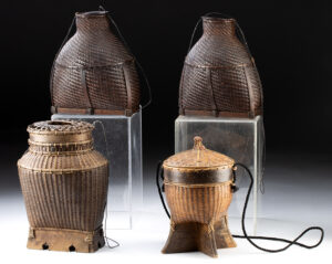 Lot 216, Auction 4/20/2026: Southeast Asian Woven Bamboo & Cane Basket Collection