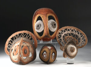 Lot 115b, Auction 4/12/2026: Four Papua New Guinea Woven Miniature Yam Masks