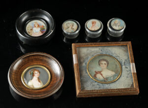 Lot 239a, Auction 4/3/2026: 18th C. European Painted Enamel Portrait Miniatures (6)