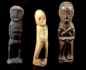 Lot 116a, Auction 4/3/2026: Three Borneo Dayak Wood & Bone Nude Figures