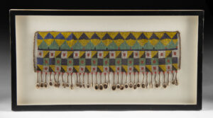 Lot 75, Auction 4/12/2026: Framed African Kirdi Beaded Modesty Apron Cowrie Fringe
