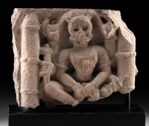 Lot 159, Auction 4/3/2026: 17th C. Indian Pink Sandstone Fragment - Narasimha