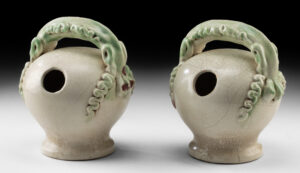 Lot 182, Auction 4/20/2026: Pair of 16th C. Anamese Glazed Stoneware Lime Pots