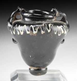 Lot 95a, Auction 4/12/2026: Miniature 10th C. Islamic Glass Amphoriskos w/ Zigzag