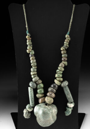 Lot 57, Auction 4/12/2026: Impressive Mesoamerican / Maya Greenstone Bead Necklace