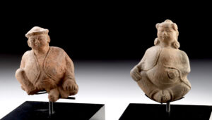 Lot 177, Auction 4/20/2026: Two Chinese Yuan / Ming Pottery Seated Figures
