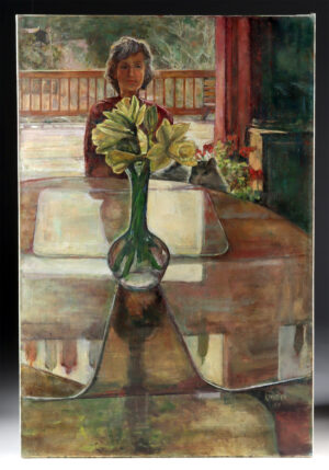 Lot 249, Auction 4/3/2026: Arthur Knebel Painting - "Daffodils in Vase" (1987)