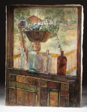 Lot 250a, Auction 4/3/2026: Arthur Knebel Painting "Watering Plants" (1986)