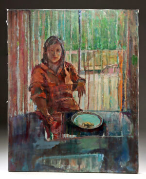 Lot 251, Auction 4/3/2026: Arthur Knebel Painting - Woman Eating Lunch