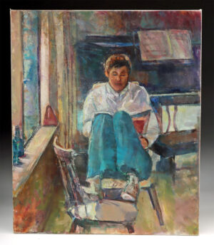 Lot 252, Auction 4/3/2026: Arthur Knebel Painting - Young Man Reading