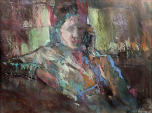 Lot 268, Auction 4/20/2026: Arthur Knebel Pastel - Woman on Phone