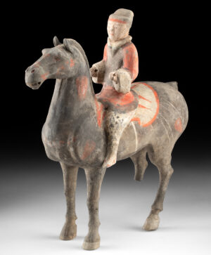 Lot 165, Auction 4/3/2026: Chinese Han Dynasty Polychrome Horse & Rider Figure