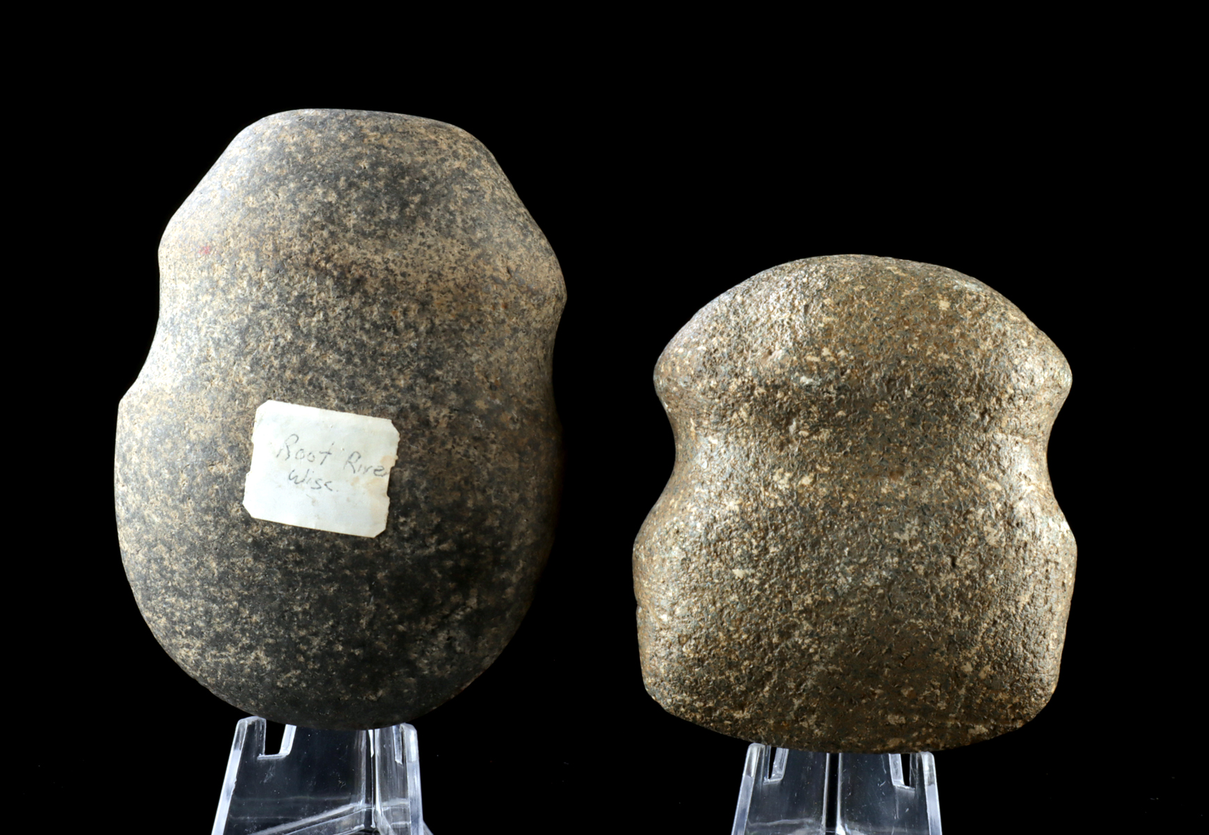 Lot 40a, Auction 4/12/2026: Two Archaic Native American Full Groove Axe Heads
