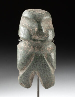 Lot 52, Auction 4/12/2026: Mezcala Guerrero Greenstone Axe God Figure