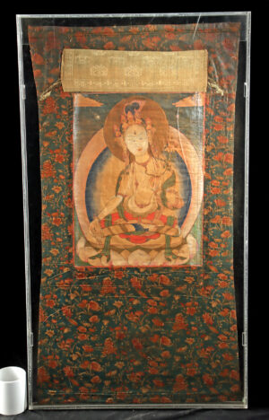 Lot 161, Auction 4/3/2026: Tibetan 19th C. White Tara All Seeing Thangka Painting