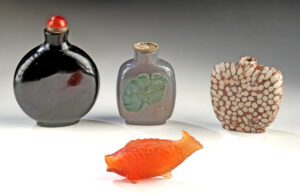 Lot 171, Auction 4/3/2026: Four 18th C. Chinese Qing Stone & Glass Snuff Bottles