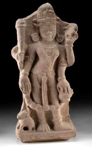 Lot 158, Auction 4/3/2026: Indian 10th C. Red Sandstone Lord Shiva Stele Panel