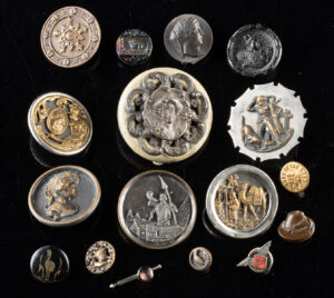 Lot 224, Auction 4/20/2026: Lot of 17 Antique Decorative Buttons & Lapel Pins