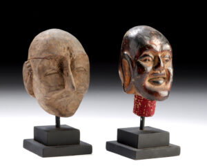 Lot 215, Auction 4/20/2026: Two Southeast Asian Wooden Puppet Heads