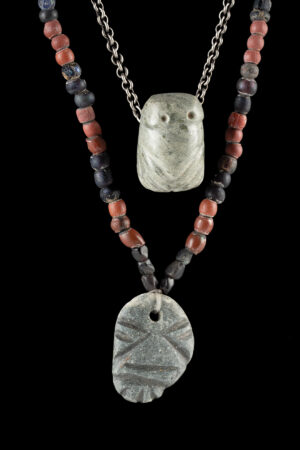 Lot 41, Auction 4/20/2026: Mezcala Maskette & Costa Rican Jade Frog Pendants