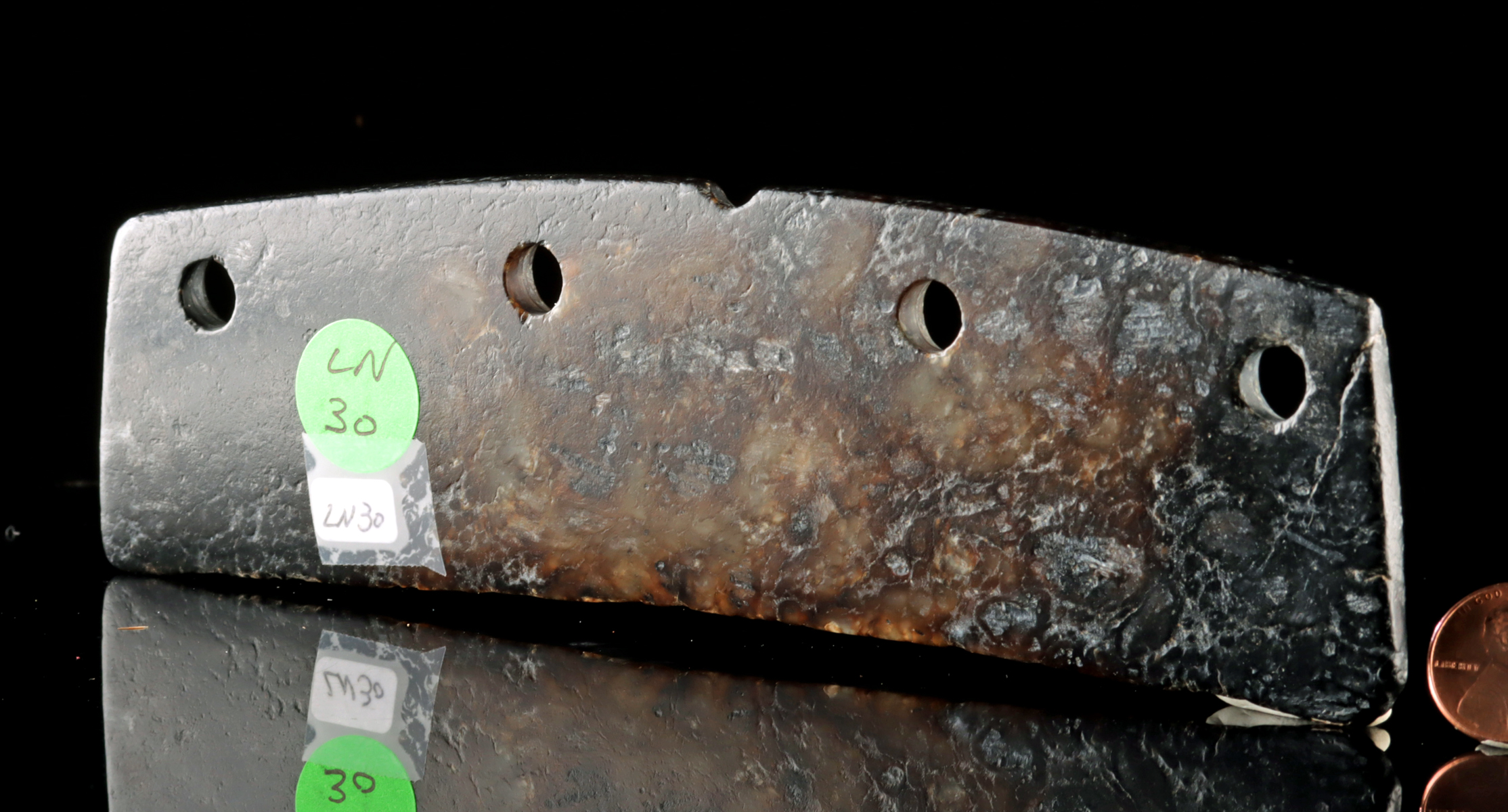 Lot 100, Auction 4/12/2026: Chinese Neolithic Qijia Nephrite Jade Dao Blade - Image 3