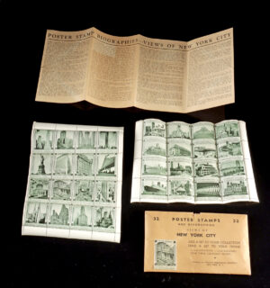 Lot 140, Auction 4/12/2026: Mid-Century NYC Poster Stamps & Biographies Set