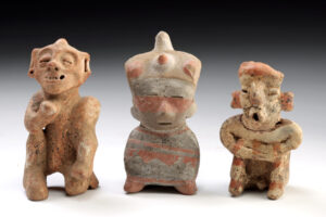 Lot 60, Auction 4/20/2026: 3 Proto-Maya, Jalisco, & Nayarit Pottery Seated Figures