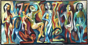 Lot 304, Auction 4/20/2026: Huge Diyano Purwadi Painting - Expressive Nudes 1998-99