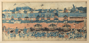 Lot 184, Auction 4/3/2026: Japanese Ukiyo-e Print Triptych - "Sanno Festival"
