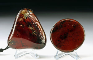 Lot 114, Auction 4/12/2026: Indonesian Large Amber Pendant & Polished Disc