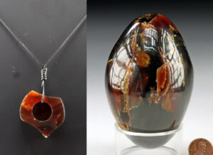Lot 118, Auction 4/12/2026: Sumatran Amber Pendant Necklace & Lingam Shaped Piece