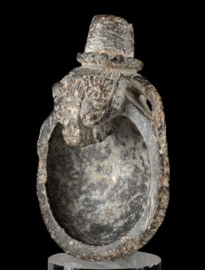 Lot 152a, Auction 4/3/2026: Mesopotamian Stone Libation Bowl Lion Effigy