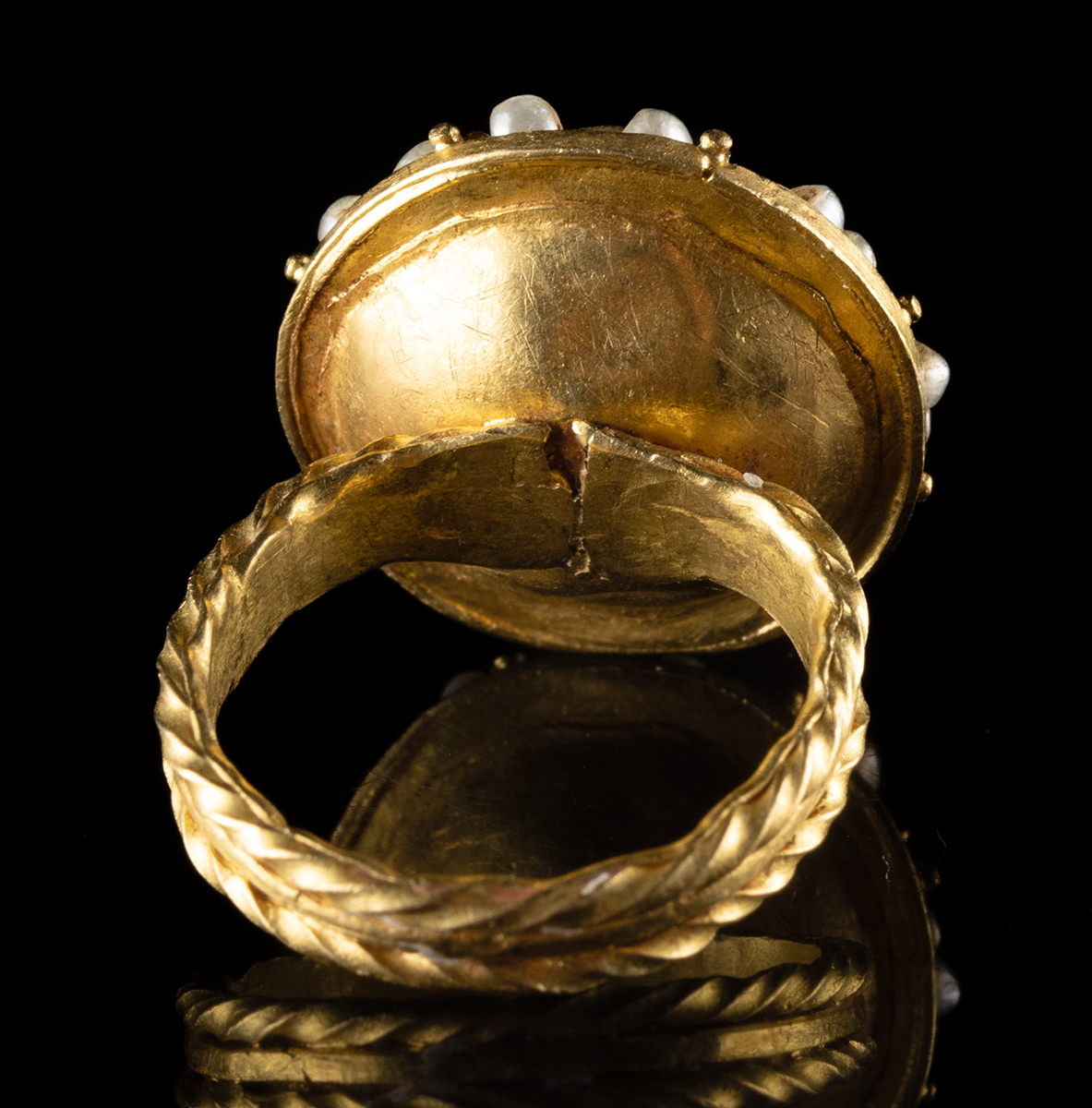 Lot 230, Auction 4/3/2026: Georgian to Victorian Gold Ring w/ Blue Glass & Pearls - Image 5