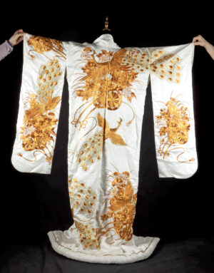 Lot 183b, Auction 4/3/2026: Japanese White & Gold Silk Uchikake Wedding Kimono