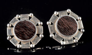 Lot 134, Auction 4/12/2026: Pair of Spratling Silver & Ebony Octagonal Earrings