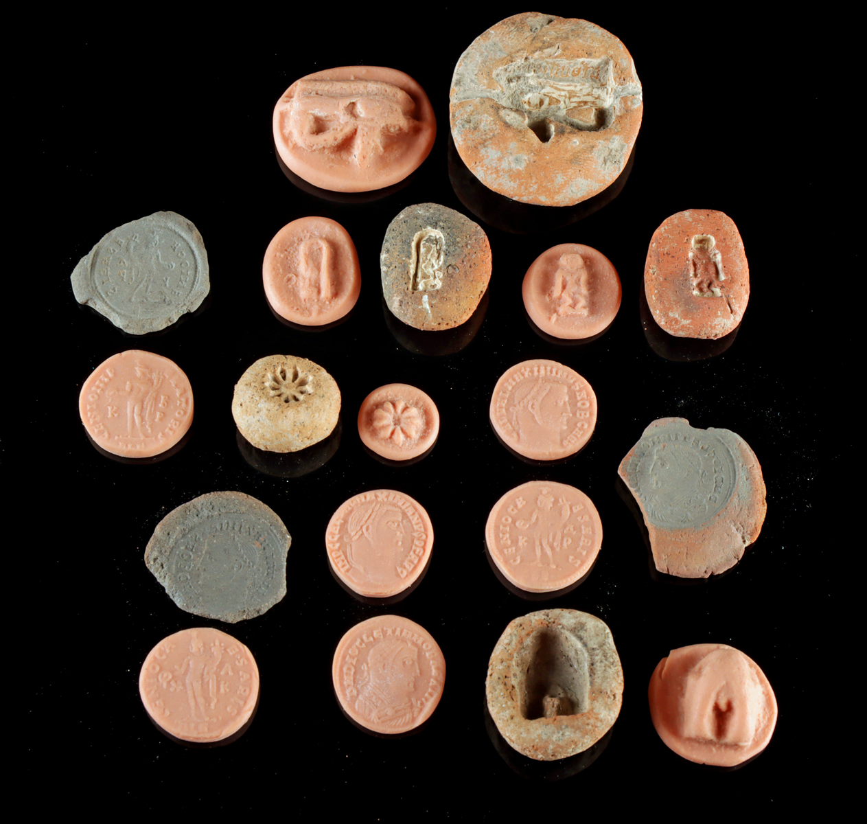 Lot 83a, Auction 4/12/2026: 8 Egyptian & Roman Pottery Molds w/ 11 Impressions