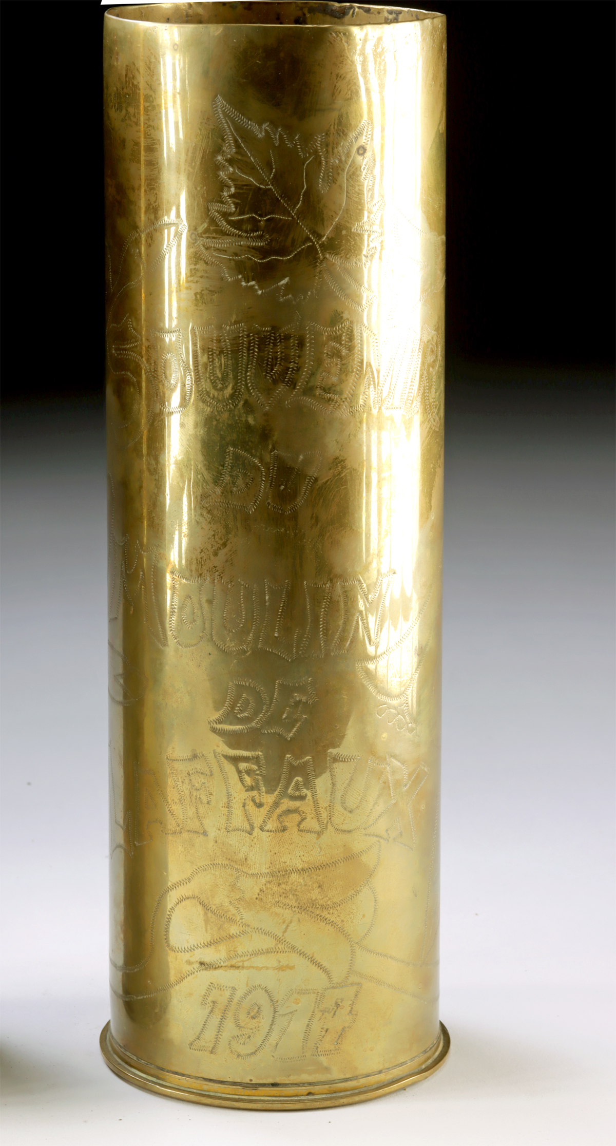 Lot 148, Auction 4/12/2026: Pair of WWI Brass Trench Art Vases - Alsace and Laffaux - Image 3