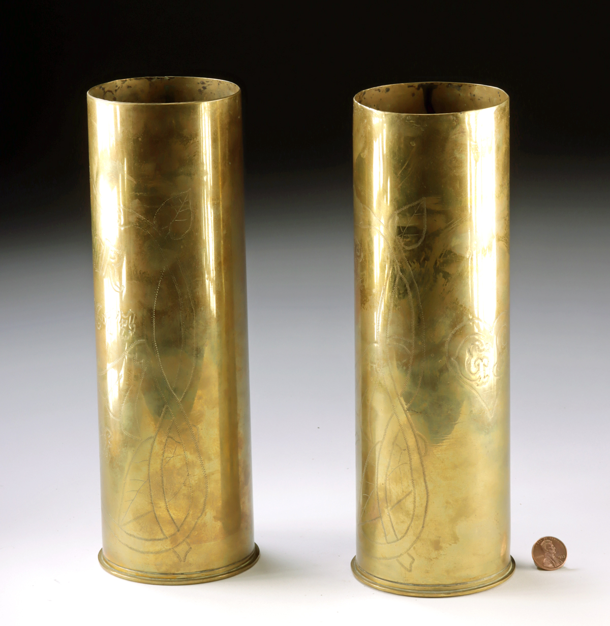Lot 148, Auction 4/12/2026: Pair of WWI Brass Trench Art Vases - Alsace and Laffaux - Image 5