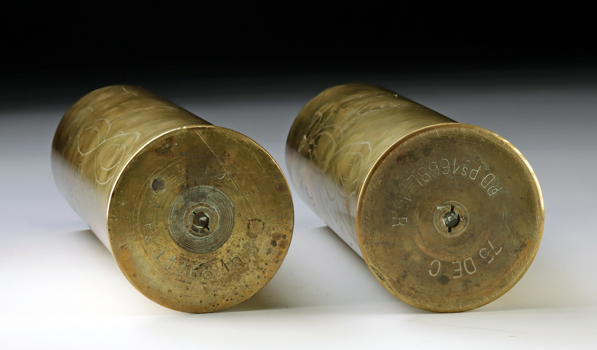 Lot 148, Auction 4/12/2026: Pair of WWI Brass Trench Art Vases - Alsace and Laffaux - Image 6