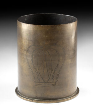 Lot 244, Auction 4/20/2026: World War I German Brass Shell Casing w/ Iron Cross