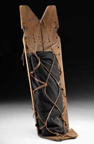 Lot 31, Auction 4/20/2026: 19th C. Navajo Wood & Leather Cradleboard