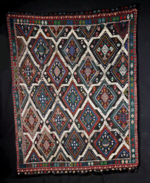 Lot 157b, Auction 4/3/2026: Turkish Wool Cicim Kilim Flatweave Tapestry